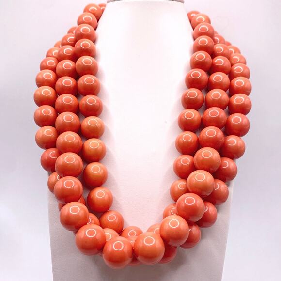 Bohemian Glass in Orange Coral Tone Coated with Sterling and moonstone closure - Picture 1 of 10